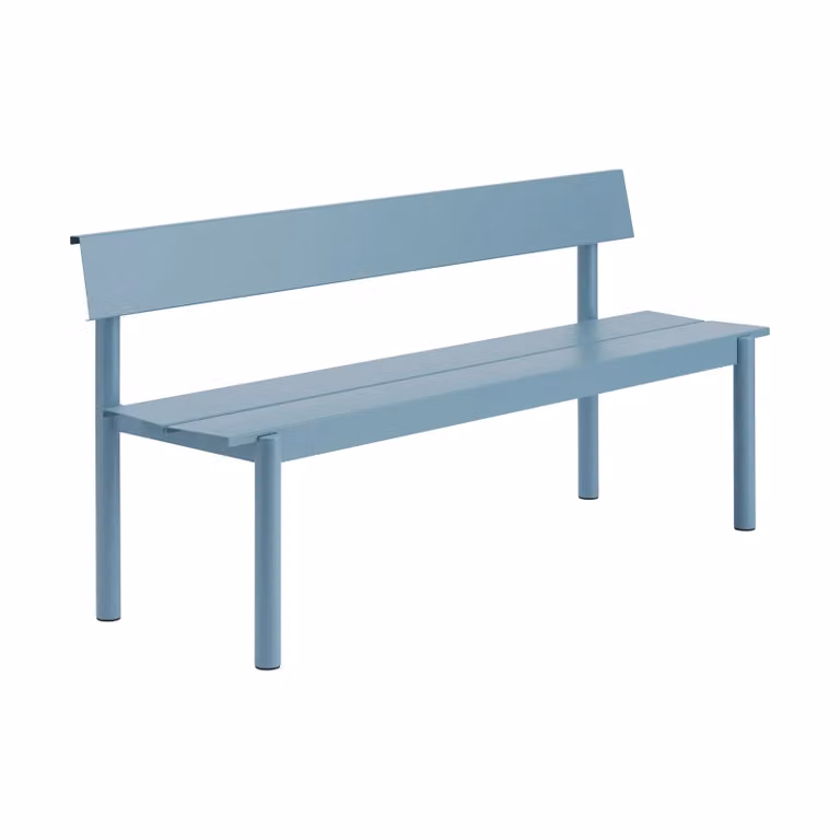 Muuto Linear Steel bank met rugleuning Pale blue B/D/H: 170 x 34 cm