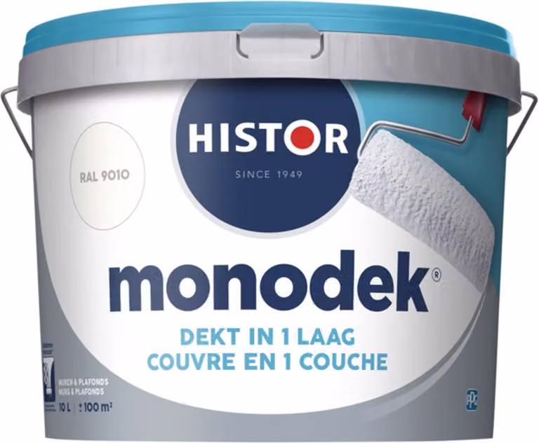 Histor Monodek Muurverf Binnen Mat RAL 9010 10L