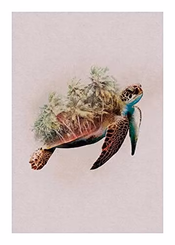 Komar Animals Paradise Turtle Kunstdruk op Fotopapier, Multicolour, 50 x 70 cm