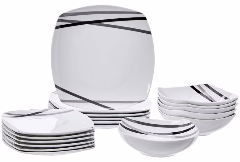 Amazon Basics servies voor 6 personen, 18 delen, modern design