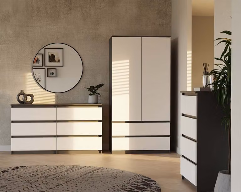 Topeshop MALWA Kledingkast met 2 deuren en geïntegreerde laden - Antraciet/Wit - B/D/H: 90 x 50 x 180 cm