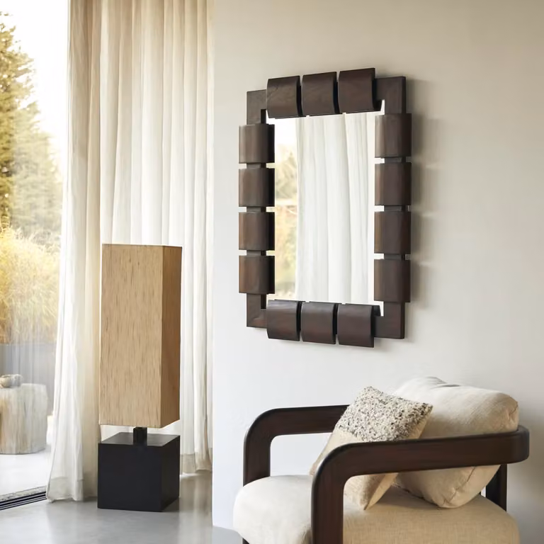 Tikamoon Spiegel in Dark Mindi Wood - Bruin - B: 100 cm, H: 80 cm