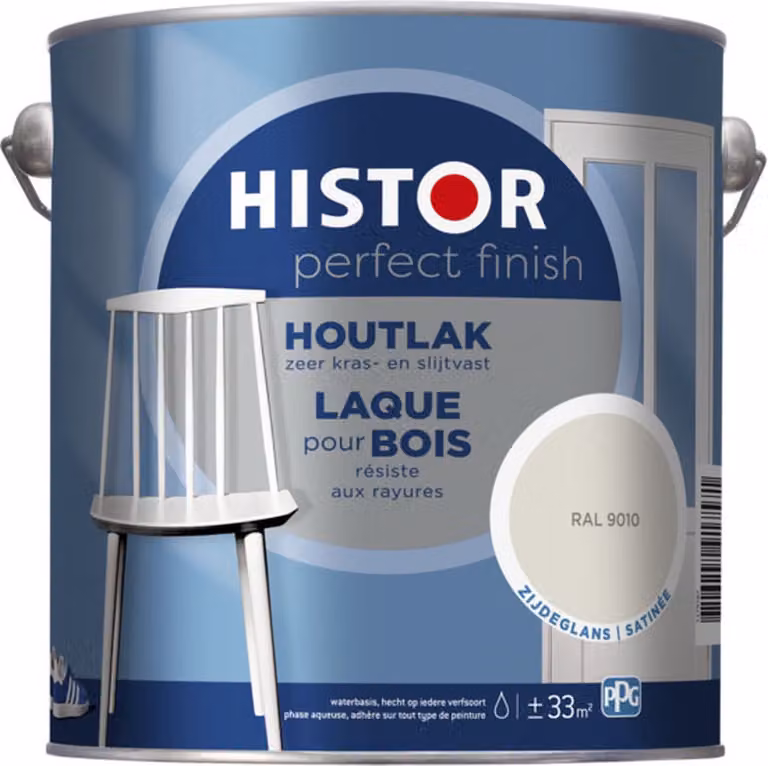 Histor Perfect Finish Houtlak Zijdeglans RAL 9010 Wit - 2,5 l