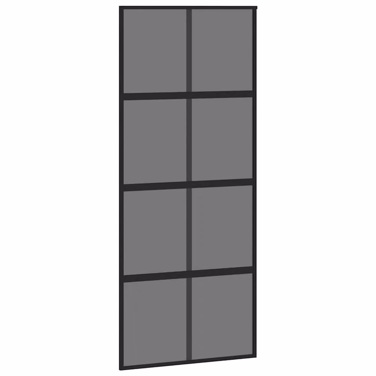 vidaXL Schuifdeur met gehard glas en aluminium in zwart, 90 x 205 cm