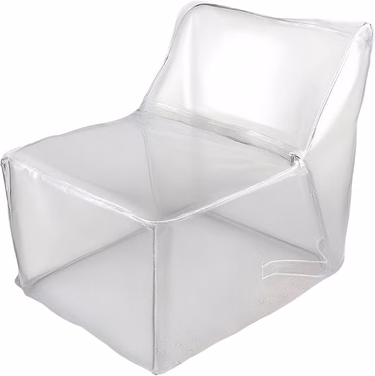 Veelkleurige Zitzak Stoel en Opbergzak voor Speelgoed van Doorzichtig PVC, B/D/H: 60 x 60 x 45 cm