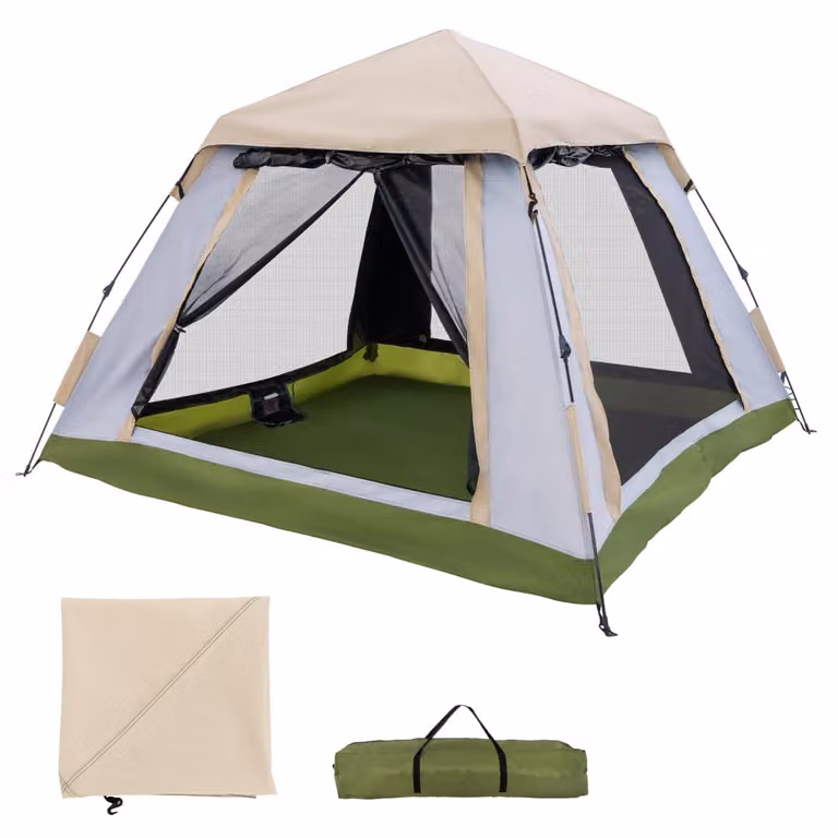 Costway Pop-up Tent met Afneembare Luifel, Twee Gaasramen en Twee Deuren met Ritssluiting inclusief Draagtas