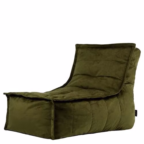 icon Dolce Fluwelen Zitzak Lounger Olijfgroen met Vulling voor Volwassenen