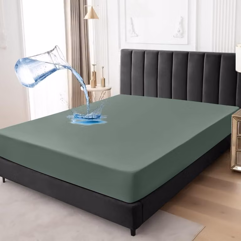 Waterdichte matrasbeschermer met 360 graden elastiek, Olijfgroen, 180 x 200 cm