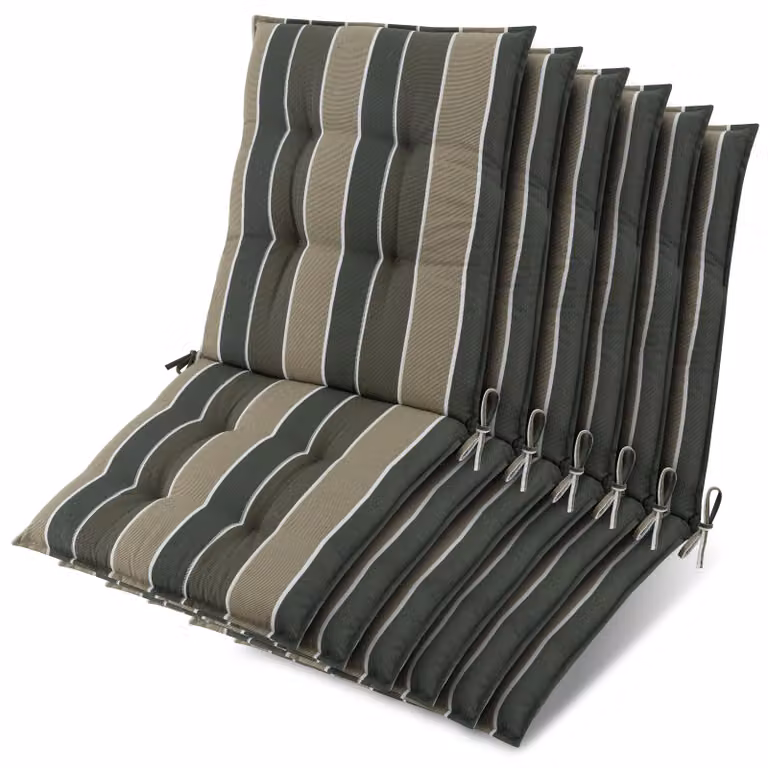 Beautissu set van 6 zonnedekpads groen gestreept B/D/H: 105 x 50 x 8 cm