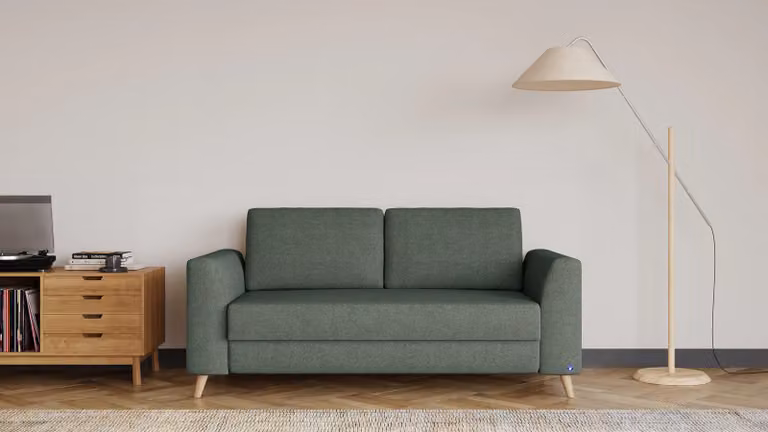 BRUNO slaapbank Aurora forest groen met massief houten frame en boxspringcomfort, 140 cm