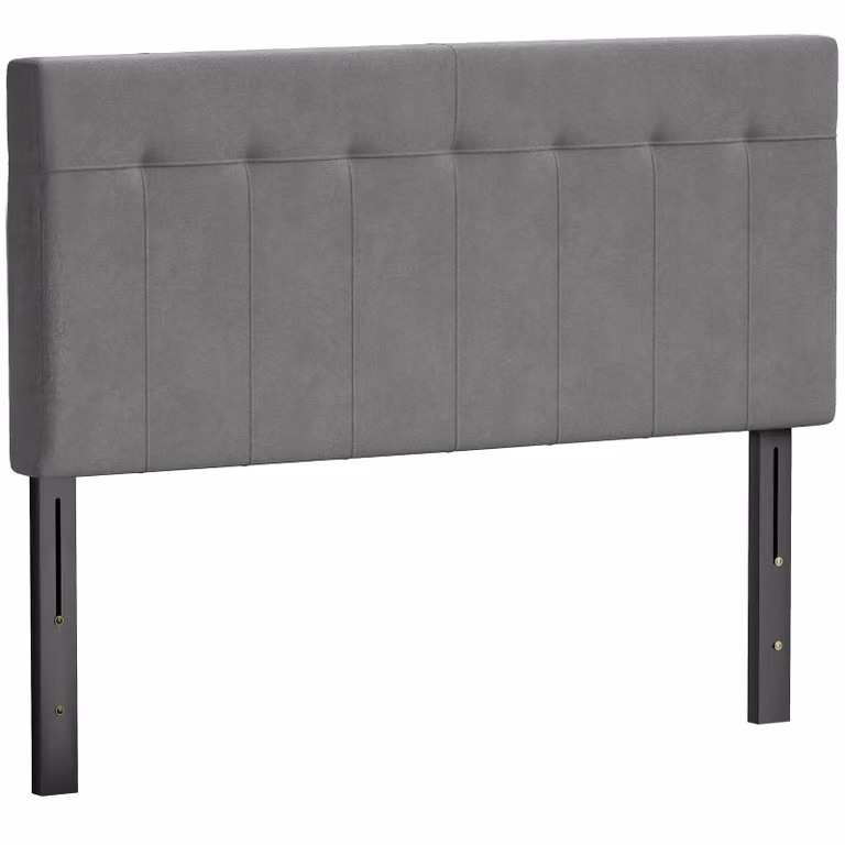 HOMCOM Hoofdeinde met 3-traps hoogteverstelbaarheid en metalen poten, fluweel-look, Grijs, B/D/H: 140 x 10 x 106/116/126 cm