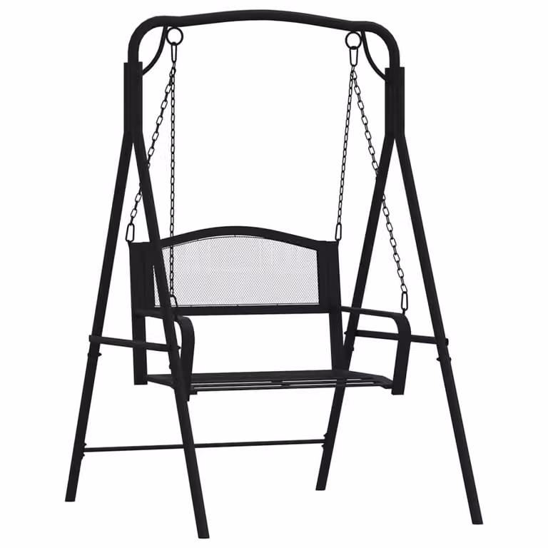 vidaXL Hollywood schommelstoel - Zwart - Staal - 124 cm