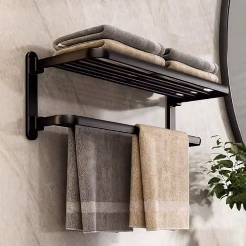 Handdoekrek Aluminium Mat Zwart 58 cm - 2 Stangen