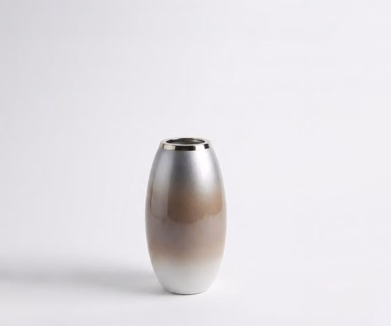 DELIFE Vaas Velino Handgemaakt Glas Mokka Opal B: 22 cm, D: 22 cm, H: 44 cm