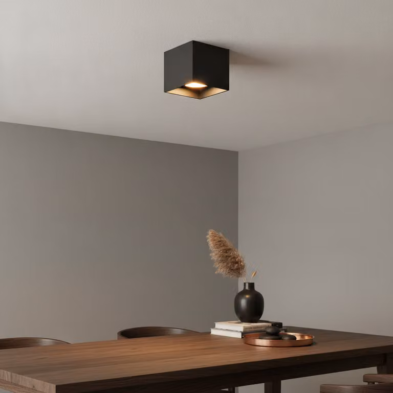 Artdelight Ledspot Brock - Zwart en Goud/Messing - Plafondmontage