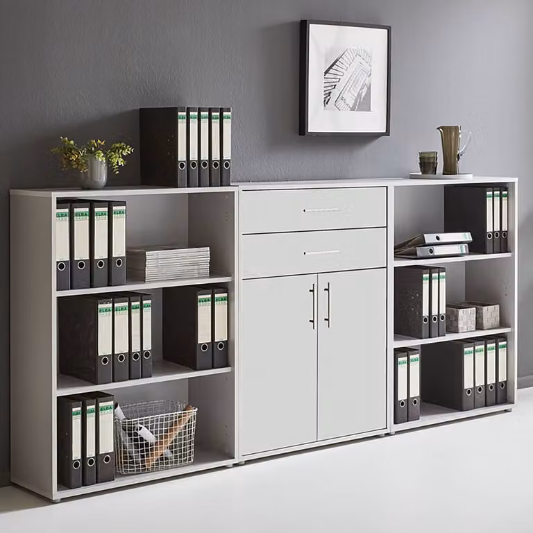 home24 Kastenset Straight 3-delig, grijs/wit, B/D/H: 114 x 33 x 85 cm