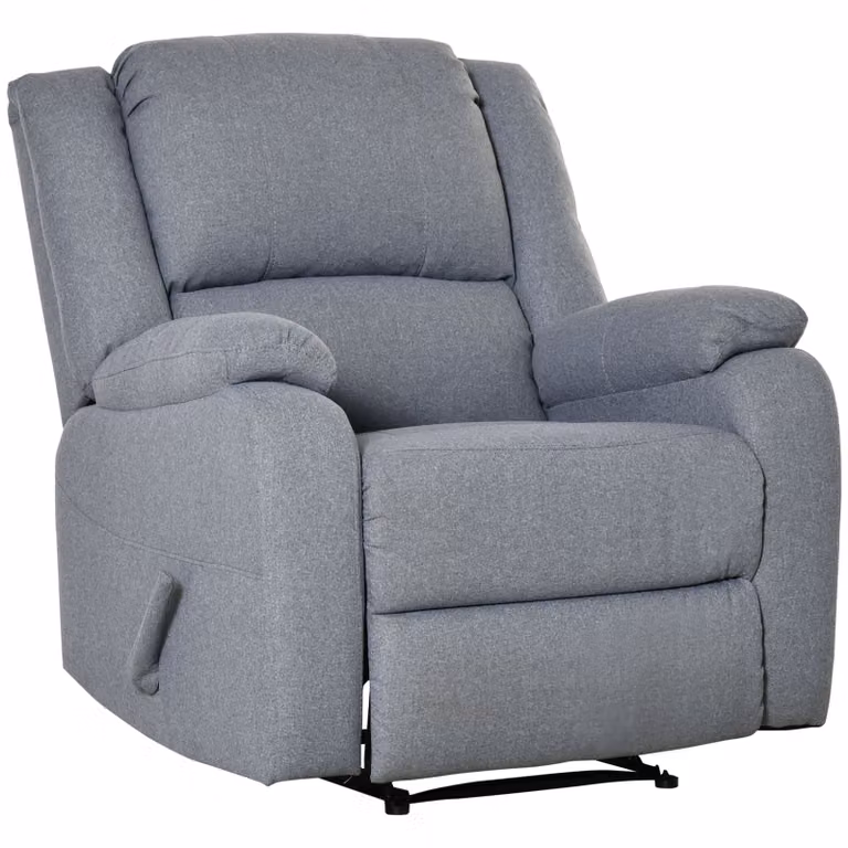 HOMCOM Relaxfauteuil met ligfunctie en zijvak, grijs linnenachtig polyester, B/D/H: 90 x 96 x 98 cm