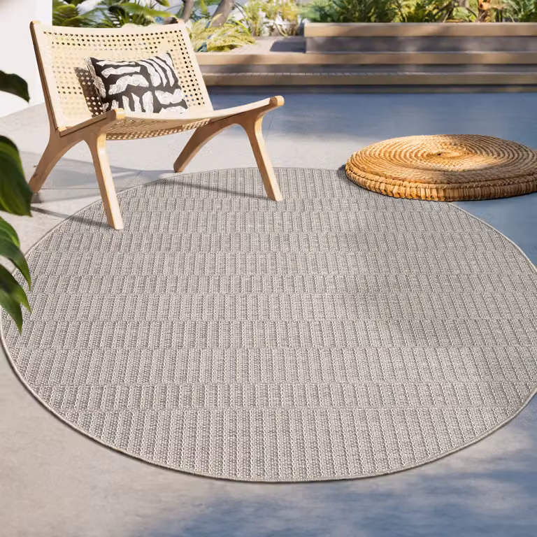Paco Home Buitenkleed Rond, Boho Geometrisch Design, Polypropyleen, Diameter: 200 cm
