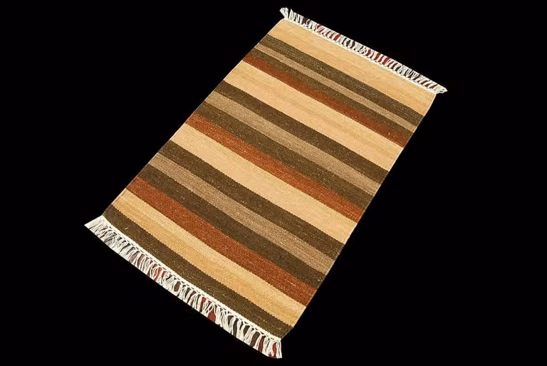 Multicolor Kilim Tapijt met Authentiek Indiaans Design - Rechthoekig - 90 x 60 cm