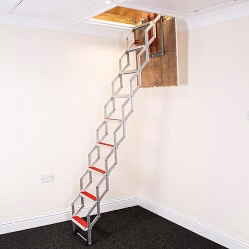 BPS Uitschuifbare Zoldertrap van Aluminium met Rubberen Antislip Treden, Vloer tot Plafond 3,36m