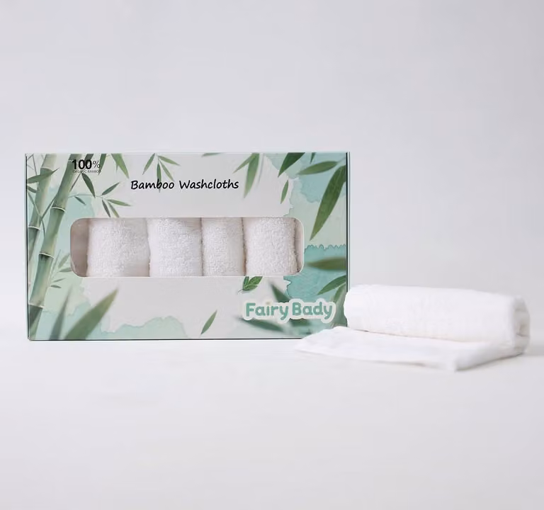 8x Zachte Wasbare Washandjes voor Baby's van 100% Biologisch Bamboe