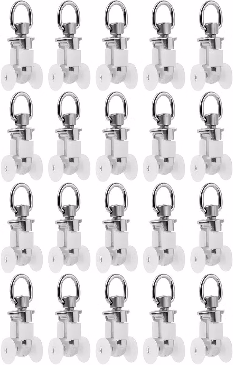 Set van 20 witte gordijnrolletjes voor stille gordijnrails