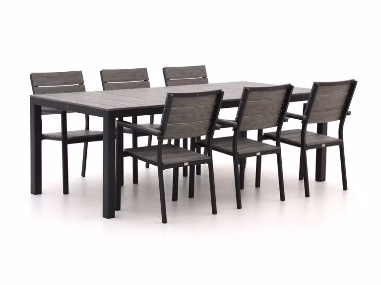 Bellagio Diningset voor 6 personen, Grijs, Aluminium en Polywood, Moderne Tuinset