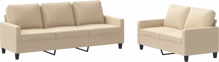 vidaXL 2-delige loungeset met kussens in crèmekleurige stof