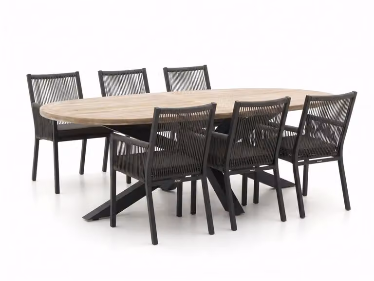 Manifesto Furniture Diningset Manifesto voor 6 personen, 7-delig, Teakhout, Bruin