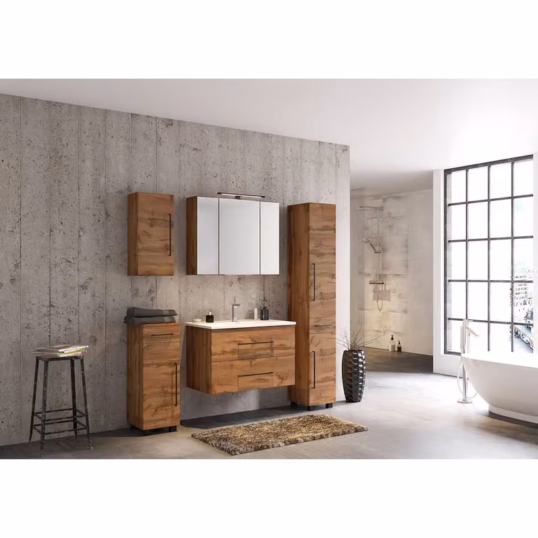 home24 Hoge kast bruin Wotan eikenhouten look B/D/H: 30 x 35 x 180 cm