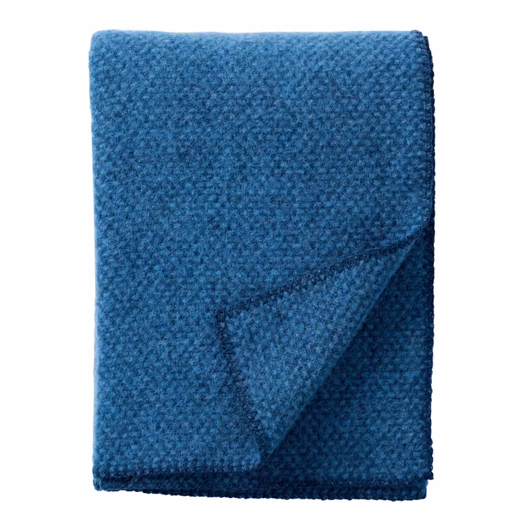 Klippan Yllefabrik Domino wollen plaid sea blue