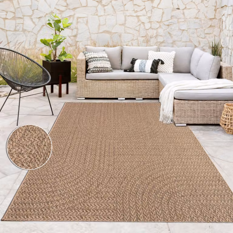 Paco Home weerbestendig binnen- en buitenkleed met structuur, effen kleur, 200 x 290 cm