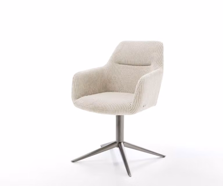 DELIFE Pejo-Flex Draaistoel met Armleuningen, Beige Corduroy, 360 graden Draaibaar