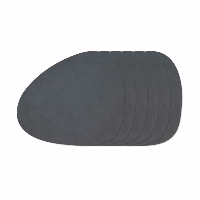 LIND DNA Nupo Curve placematsset Antraciet, 6-pack