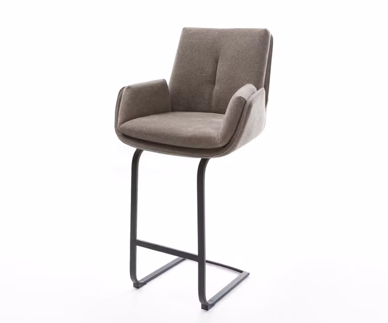 DELIFE Barstoel Clea-Flex met armleunnen, Beige, Zwart metaal