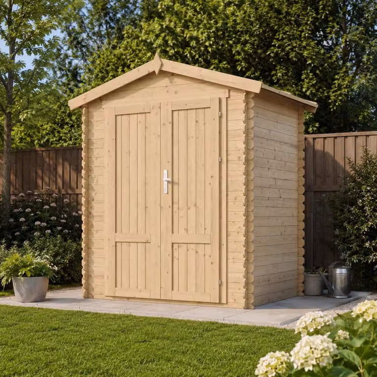 TIMBELA M367F1+M367G Houten Tuinhuis 1,98 m² met Paneeldeuren en Geïmpregneerde Houten Vloer