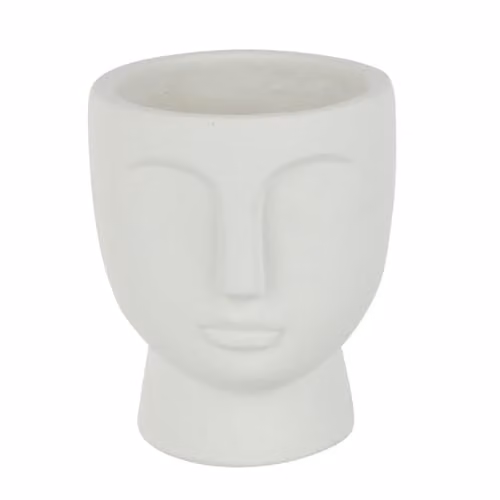 J-Line Bloempot Gezicht - Wit - Cement - Ø 18 cm
