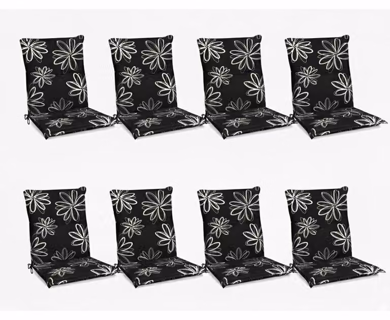 Beautissu Flores lage ligstoel voor 8 personen, zwart met bloemenprint, 100 x 50 cm