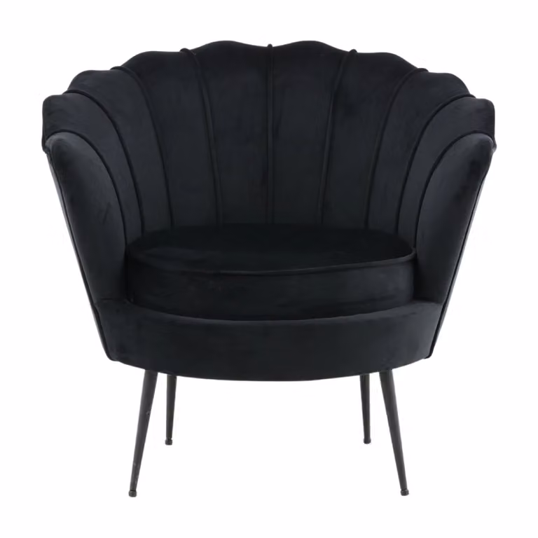 QUVIO Ashford Fauteuil - Zwart Fluweel - Moderne Accentstoel
