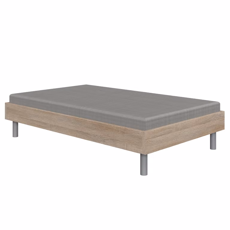 home24 Futonbed Easy, bruin/zilver eikenhout look, B/D/H: 90 x 200 x 55 cm