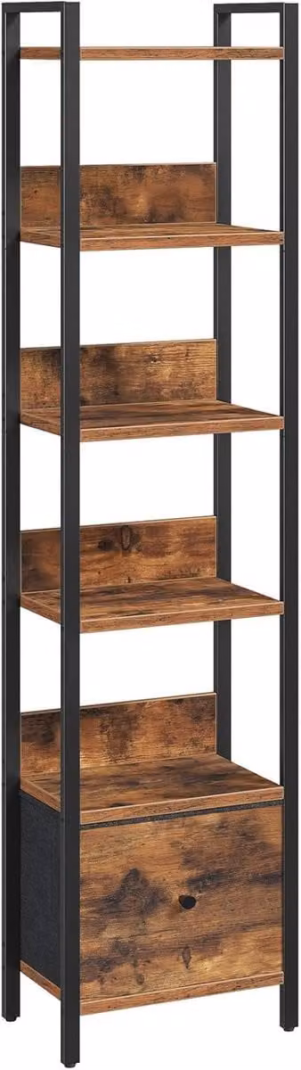 Boekenkast met uitneembare lade en achterpaneel, H x B x D: 157.5 x 33 x 24 cm