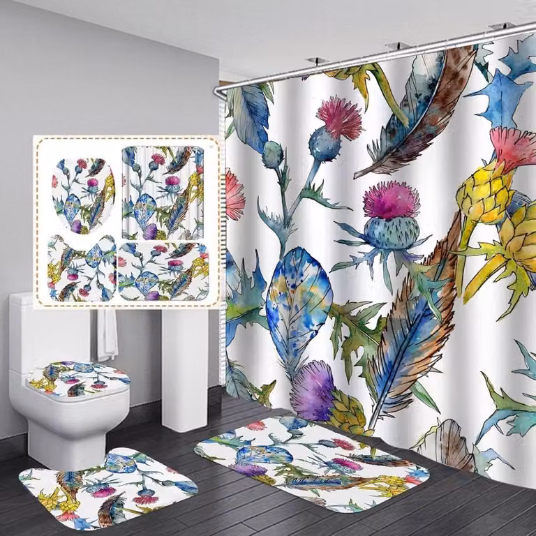 3-delige multicolor badmat set voor je badkamer met afmetingen van 50 x 80 cm