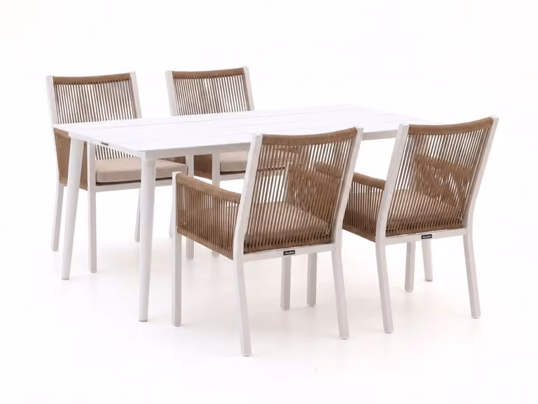 Manifesto Furniture Diningset voor 4 personen, wit gepoedercoat aluminium