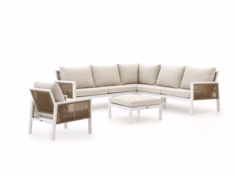 Manifesto Furniture Hoek loungeset voor 6 personen, Beige, Polyrattan met metalen frame