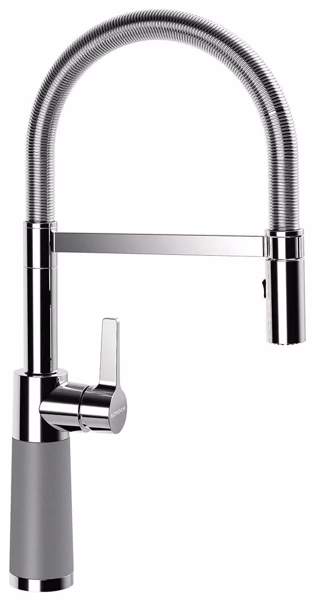 Schock armatuur SC-550 Croma met mengkraan, spiraalveer en spuitfunctie, afwerking Cristalite Plus