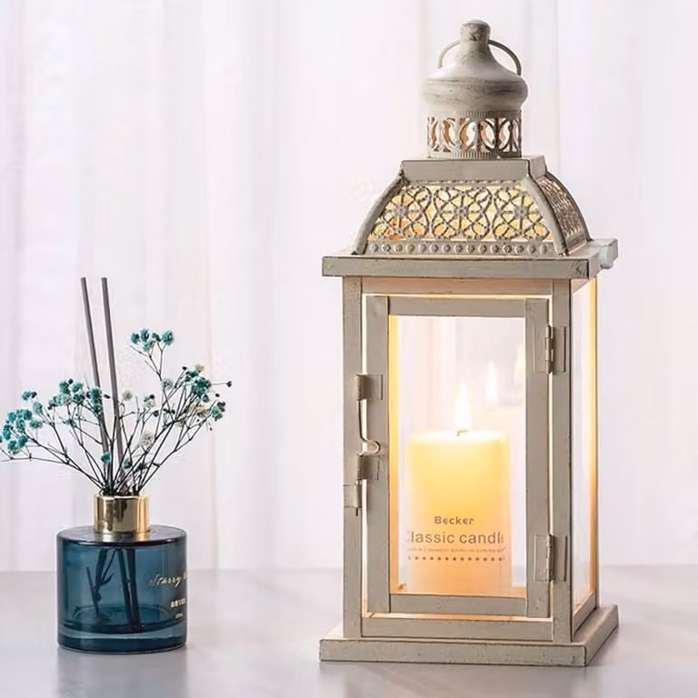 Decoratieve Kaarsenlantaarn met Veiligheidsbox en Helder Glas voor Buiten