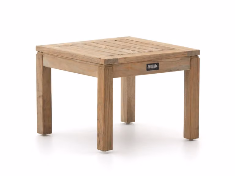 ROUGH Furniture Bijzettafel voor in de tuin, Vierkant, Teakhout, Bruin/Grijs, B/D/H: 50 x 50 x 38 cm