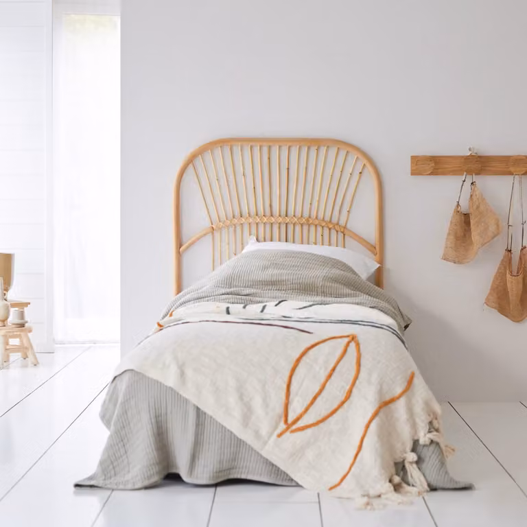 Tikamoon Rotan hoofdbord - Beige - Breedte: 90 cm