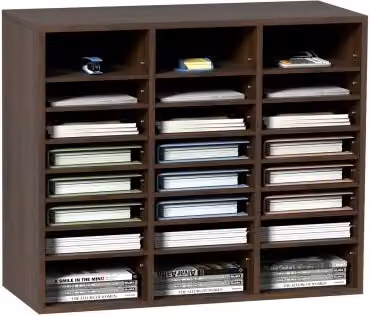 VEVOR Brievenbak met 24 vakken, houten documentenorganizer in bruin, H x B x D: 62 x 73,7 x 30,5 cm