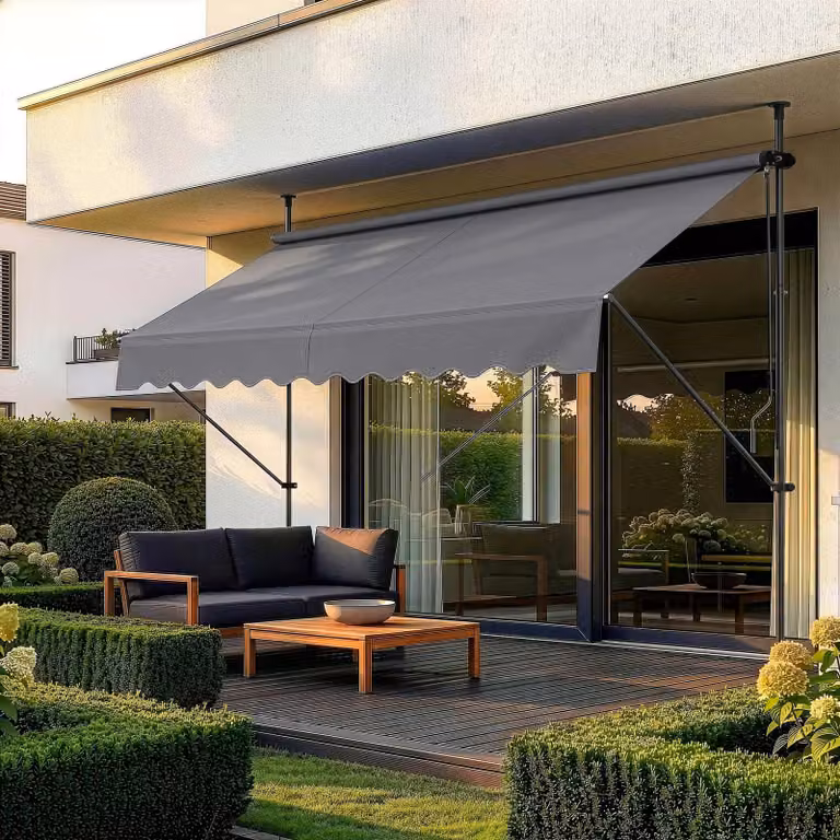 Pro.tec Markies Stem met klembevestiging en stalen frame, middengrijs, Breedte: 200 cm